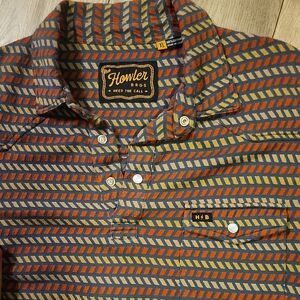 Howler Brothers Men's Chevron Shirt - Orange and Gray- XL